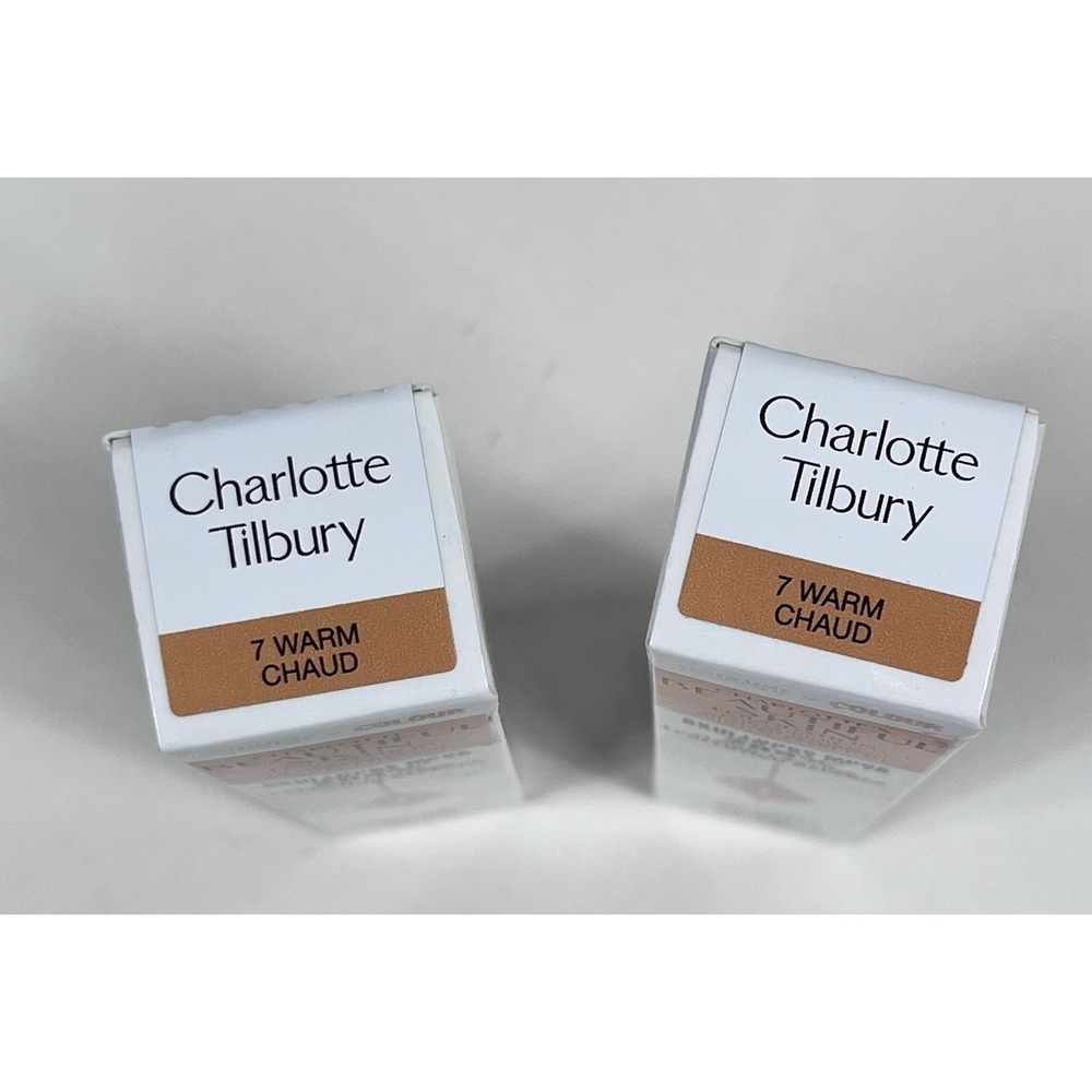 2 - Charlotte Tilbury Beautiful Skin Foundation 7 Warm 1oz Lot of 2 NIB BAG3BT - Picture 2 of 3
